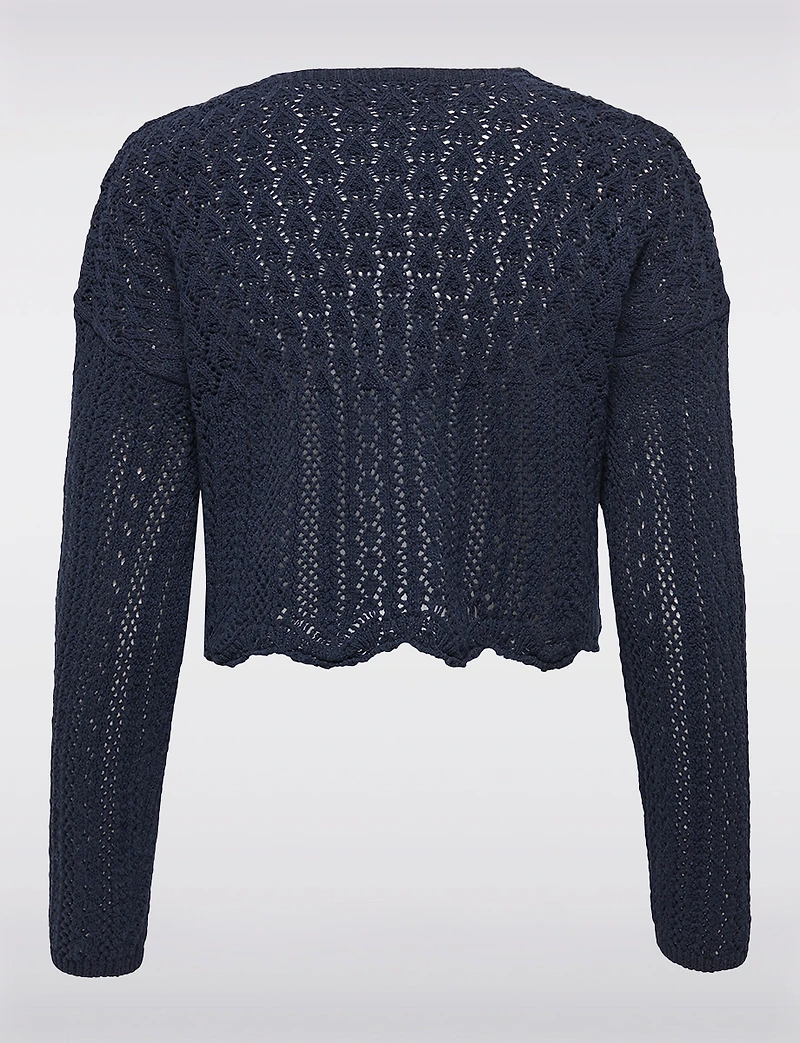 Elegant Cropped Cotton Knit Cardigan With Modern Open-Front Design by Only