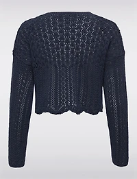 Elegant Cropped Cotton Knit Cardigan With Modern Open-Front Design by Only