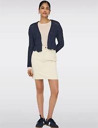 Elegant Cropped Cotton Knit Cardigan With Modern Open-Front Design by Only
