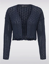 Elegant Cropped Cotton Knit Cardigan With Modern Open-Front Design by Only