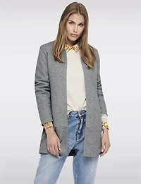 Straight Cut Open Front Cotton Blend Heathered Coatigan by ONLY