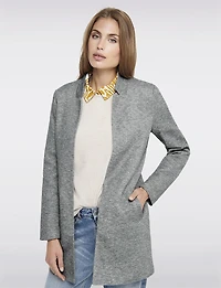 Straight Cut Open Front Cotton Blend Heathered Coatigan by ONLY