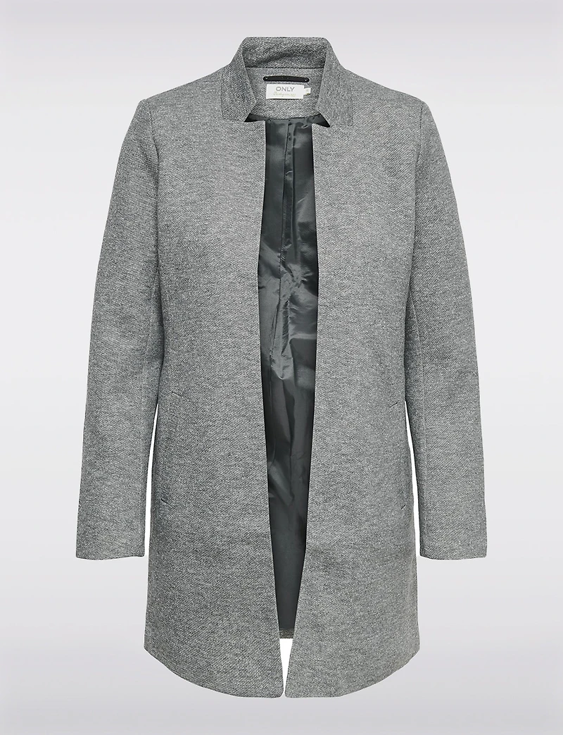 Straight Cut Open Front Cotton Blend Heathered Coatigan by ONLY