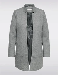 Straight Cut Open Front Cotton Blend Heathered Coatigan by ONLY