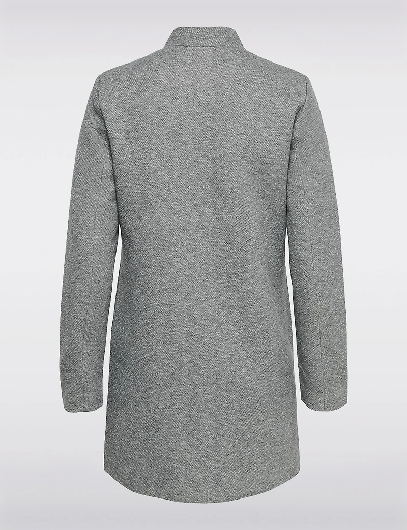 Straight Cut Open Front Cotton Blend Heathered Coatigan by ONLY