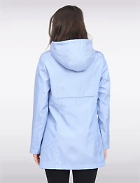 Straight Cut Striped Detachable Hooded Water-Resistant Coat by Portrait