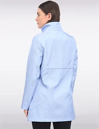 Straight Cut Striped Detachable Hooded Water-Resistant Coat by Portrait