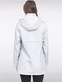 Straight Cut Striped Detachable Hooded Water-Resistant Coat by Portrait