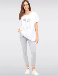 Crinkled Slim Fit Drawstring Waist 4-Pocket Stretch Pants by Froccella