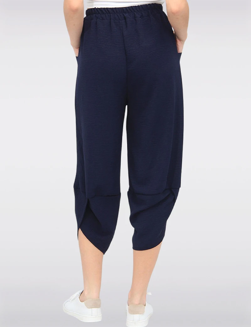 Elastic Waist Asymmetrical Hem Balloon Pant With Patch Pockets By Froccella
