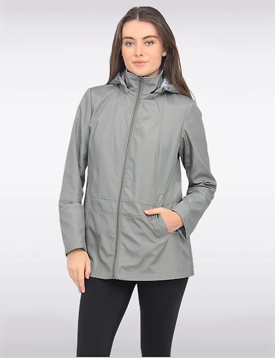 Vegan Zip Front Stripe Lined Detachable Hood  Water Resistant Jacket by Portrait