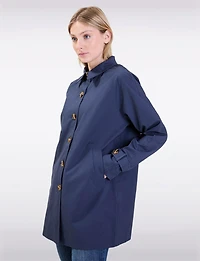 Vegan Chic Straight Fit Short Single-Breasted Cotton Trench Coat by Point Zero
