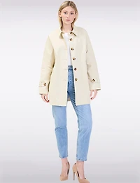 Vegan Chic Straight Fit Short Single-Breasted Cotton Trench Coat by Point Zero