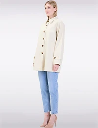 Vegan Chic Straight Fit Short Single-Breasted Cotton Trench Coat by Point Zero