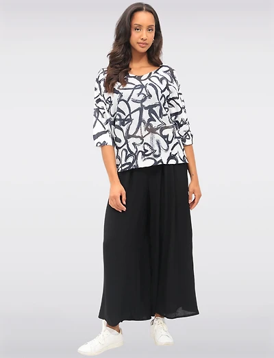 Chic Crinkle Flowy Wide Leg Pant With Elastic Waist Band By Froccella