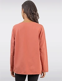 Sunflower Appliqué Sequins & Adjustable Drawstring Hemline Knit Top by Froccella