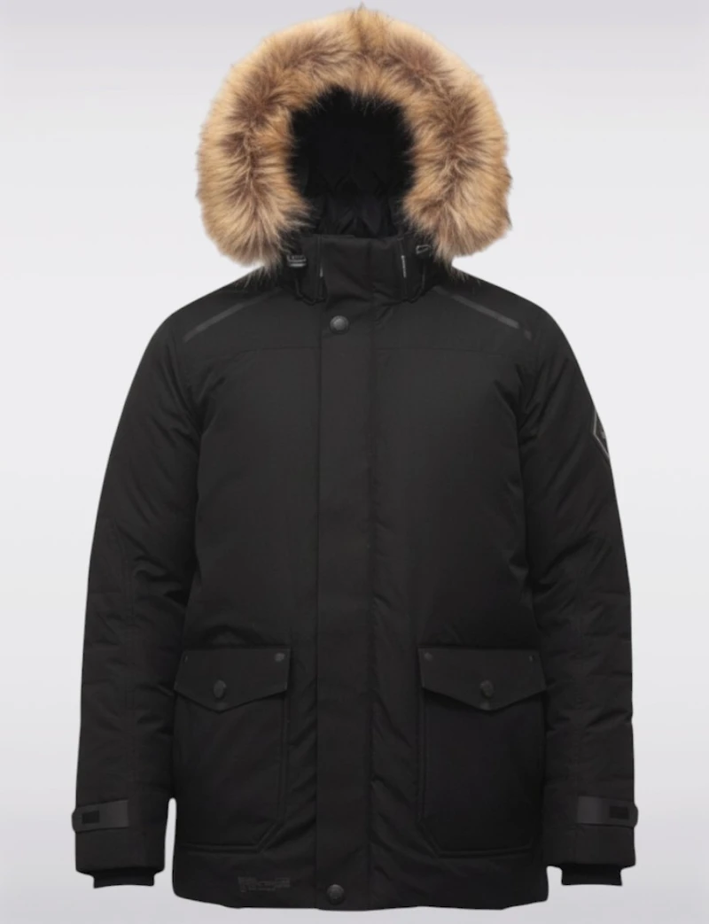 Eco-Down Weatherproof Hooded Parka With Detachable Vegan Fur by Point Zero