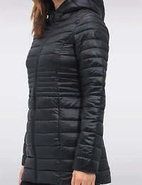 Long Vegan Ultra-Lightweight Eco-Down Hooded Puffer Jacket by Point Zero