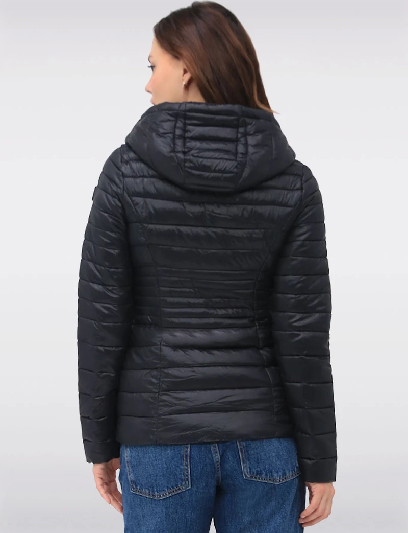 Vegan Ultra-Lightweight Puffer Jacket with Attached Hood & Pockets by Point Zero