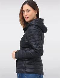 Vegan Ultra-Lightweight Puffer Jacket with Attached Hood & Pockets by Point Zero