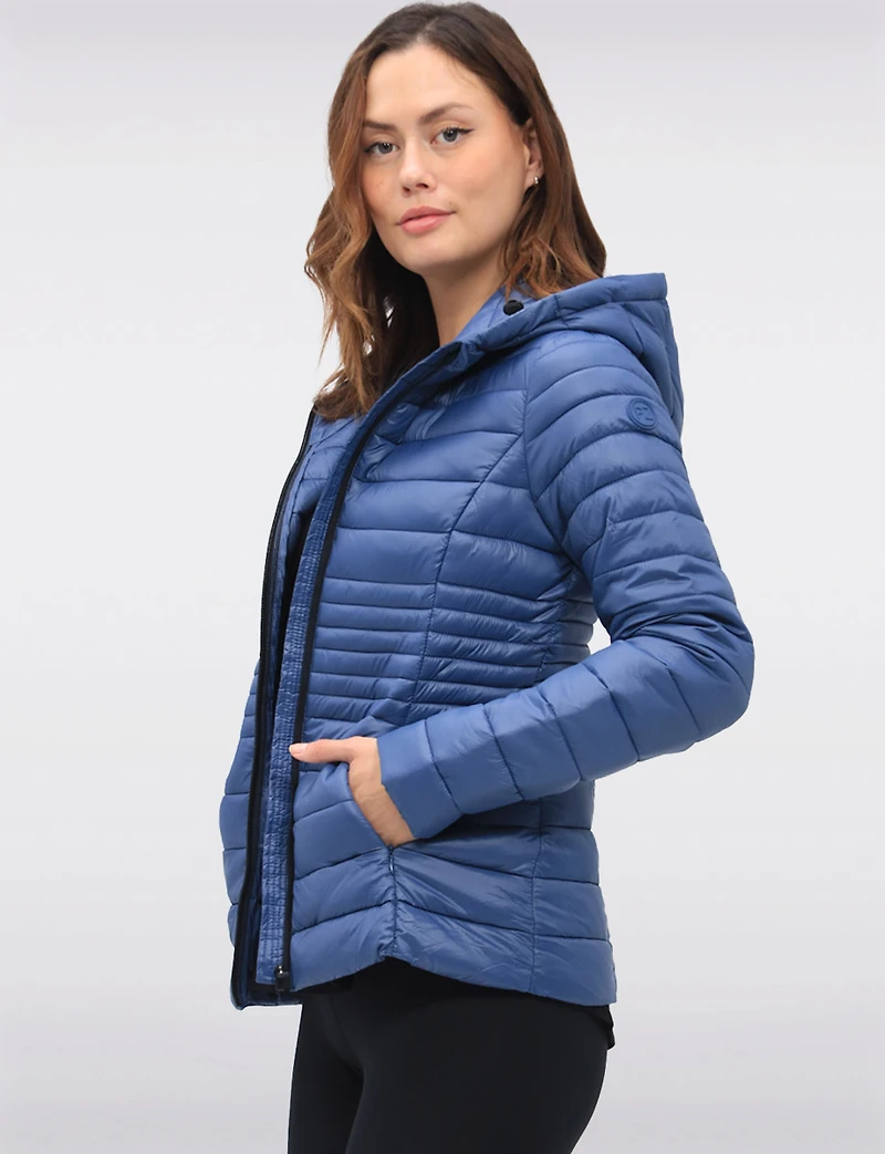 Vegan Ultra-Lightweight Puffer Jacket with Attached Hood & Pockets by Point Zero