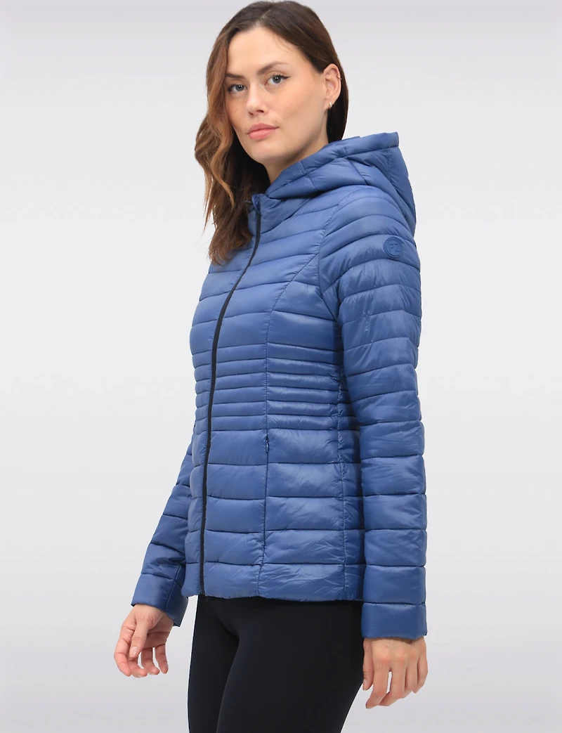 Vegan Ultra-Lightweight Puffer Jacket with Attached Hood & Pockets by Point Zero