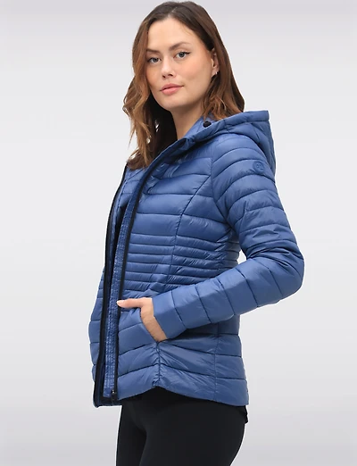Vegan Ultra-Lightweight Puffer Jacket with Attached Hood & Pockets by Point Zero
