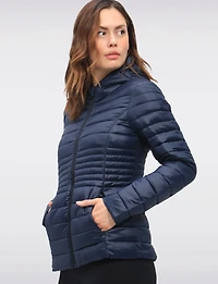 Vegan Ultra-Lightweight Puffer Jacket with Attached Hood & Pockets by Point Zero