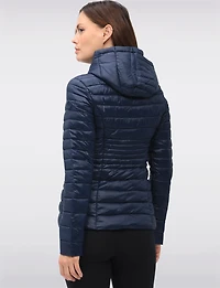 Vegan Ultra-Lightweight Puffer Jacket with Attached Hood & Pockets by Point Zero