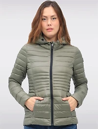 Vegan Ultra-Lightweight Puffer Jacket with Attached Hood & Pockets by Point Zero