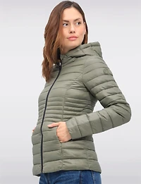 Vegan Ultra-Lightweight Puffer Jacket with Attached Hood & Pockets by Point Zero