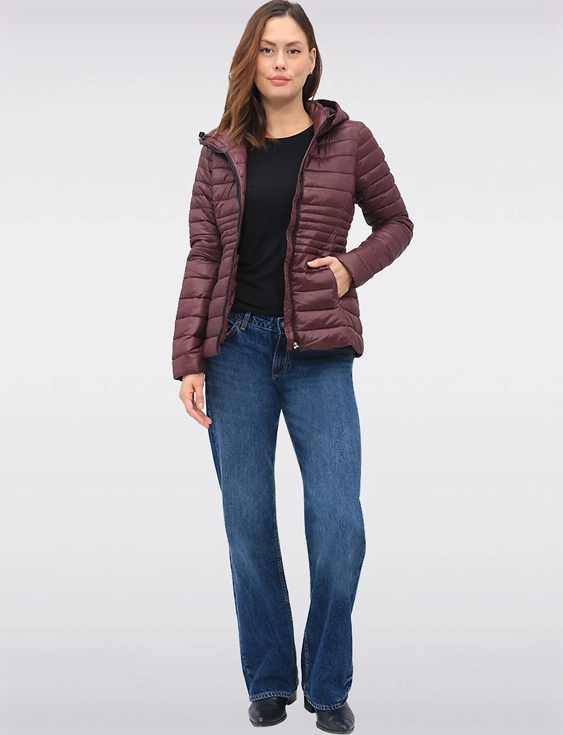 Vegan Ultra-Lightweight Puffer Jacket with Attached Hood & Pockets by Point Zero