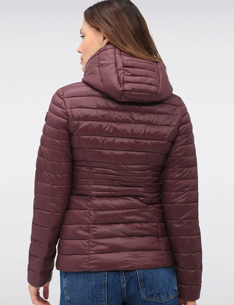 Vegan Ultra-Lightweight Puffer Jacket with Attached Hood & Pockets by Point Zero