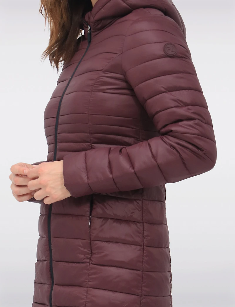 Vegan Ultra-Lightweight Puffer Jacket with Attached Hood & Pockets by Point Zero