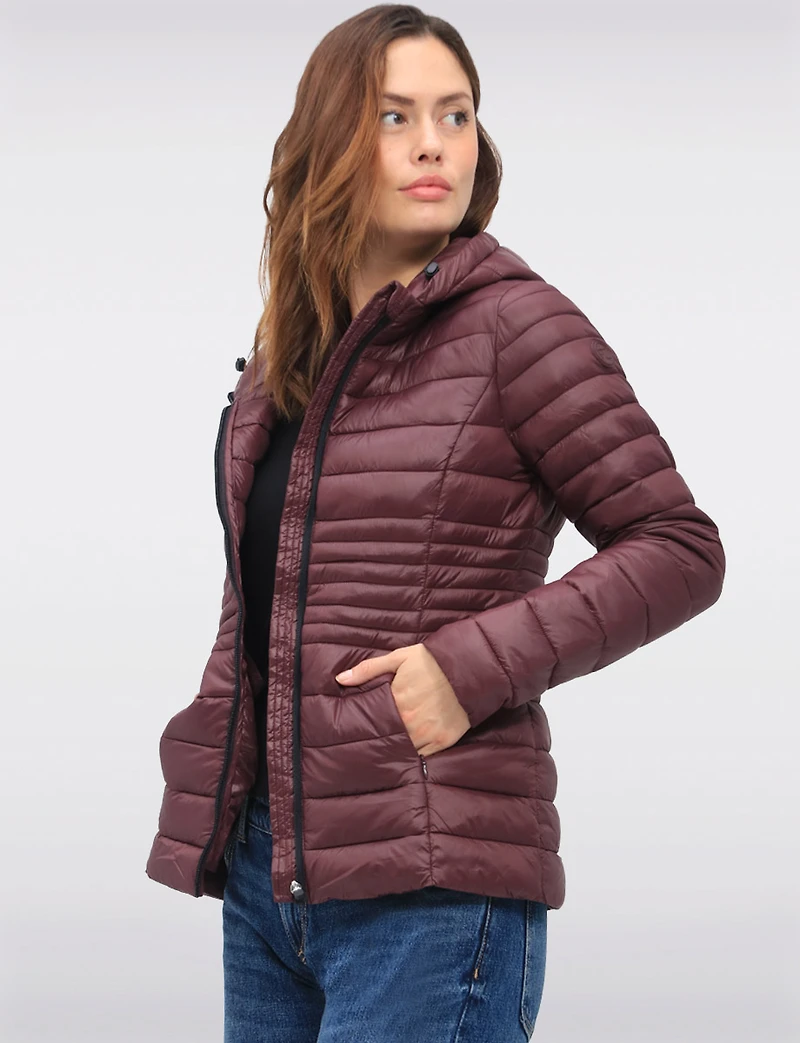 Vegan Ultra-Lightweight Puffer Jacket with Attached Hood & Pockets by Point Zero