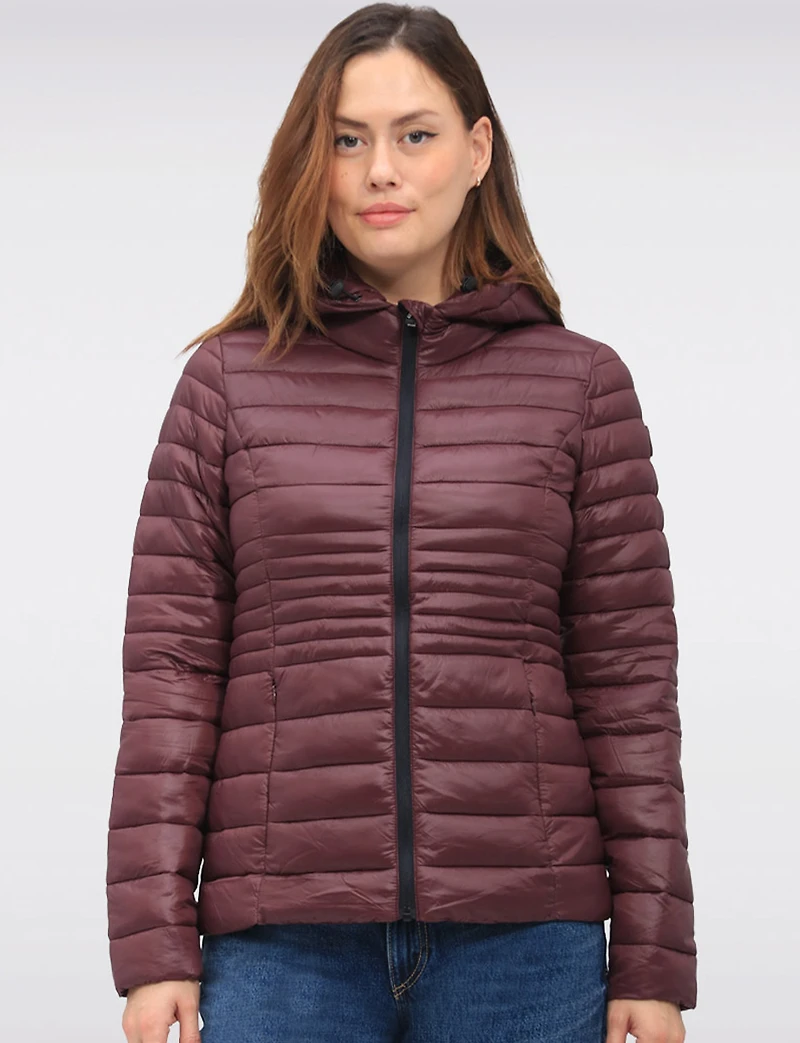 Vegan Ultra-Lightweight Puffer Jacket with Attached Hood & Pockets by Point Zero