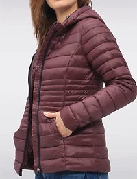 Vegan Ultra-Lightweight Puffer Jacket with Attached Hood & Pockets by Point Zero