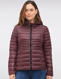 Vegan Ultra-Lightweight Puffer Jacket with Attached Hood & Pockets by Point Zero