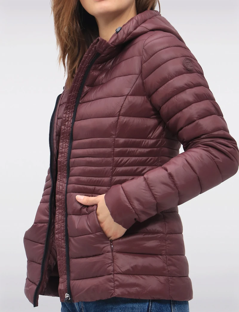 Vegan Ultra-Lightweight Puffer Jacket with Attached Hood & Pockets by Point Zero