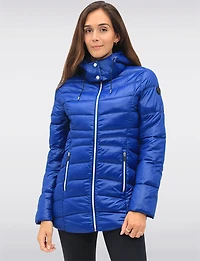 Vegan Lightweight Packable Hooded Puffer with Matching Neck Pillow by Point Zero