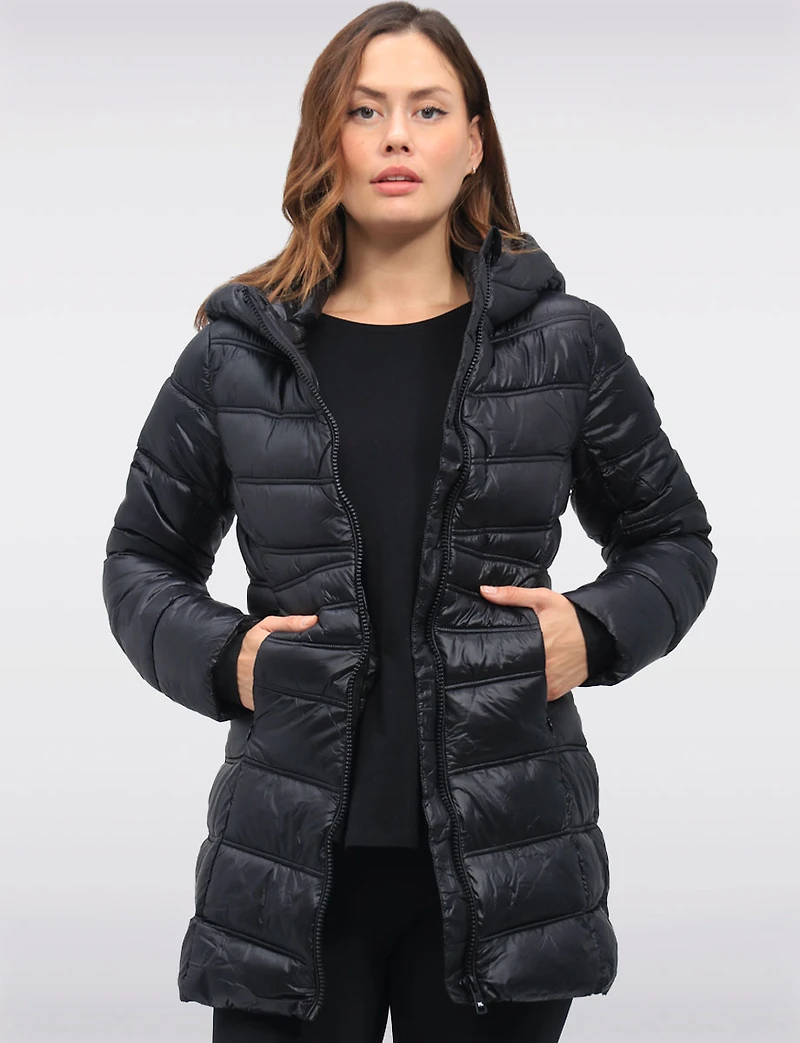 Vegan Lightweight Puffer Jacket with Pillow Hood and Zip Pockets by Point Zero