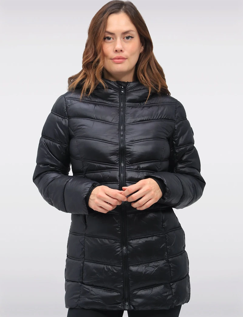Vegan Lightweight Puffer Jacket with Pillow Hood and Zip Pockets by Point Zero