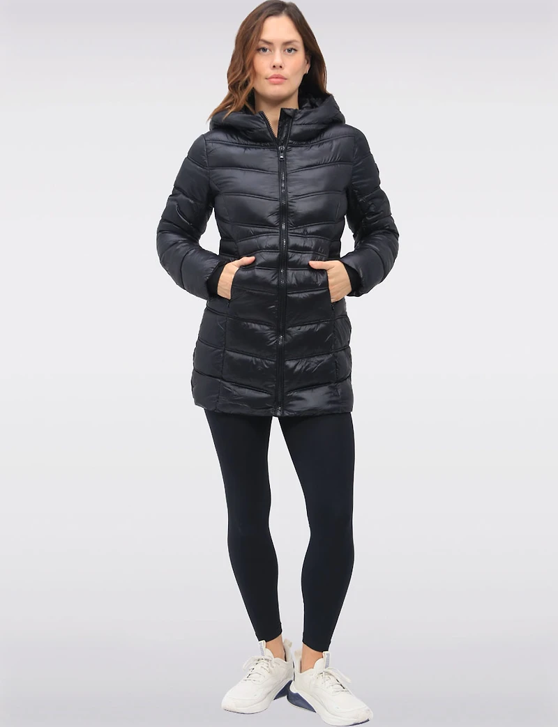 Vegan Lightweight Puffer Jacket with Pillow Hood and Zip Pockets by Point Zero