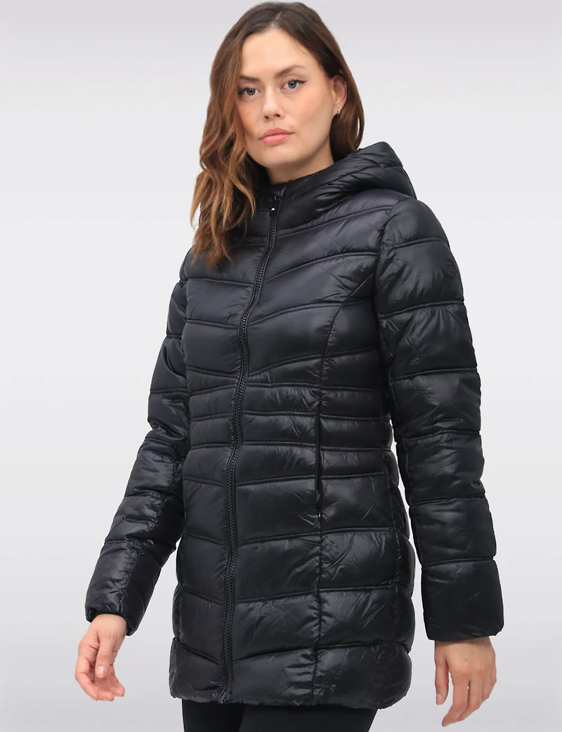 Vegan Lightweight Puffer Jacket with Pillow Hood and Zip Pockets by Point Zero