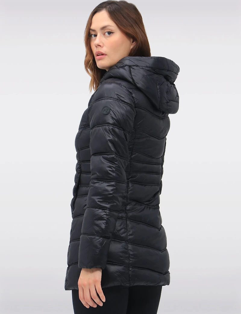Vegan Lightweight Puffer Jacket with Pillow Hood and Zip Pockets by Point Zero