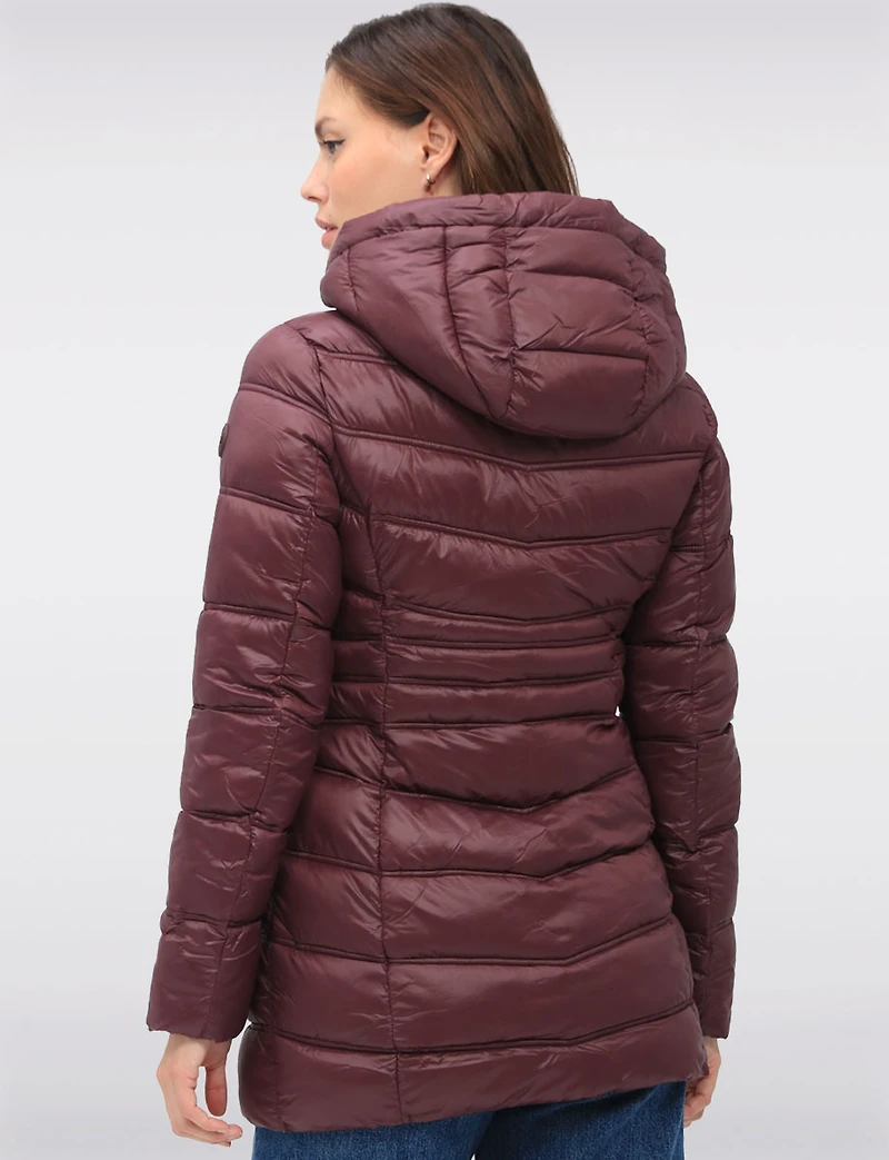 Vegan Lightweight Puffer Jacket with Pillow Hood and Zip Pockets by Point Zero