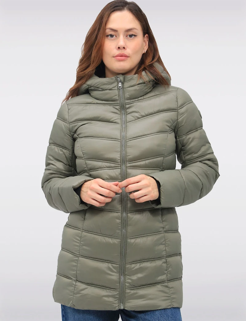 Vegan Lightweight Puffer Jacket with Pillow Hood and Zip Pockets by Point Zero