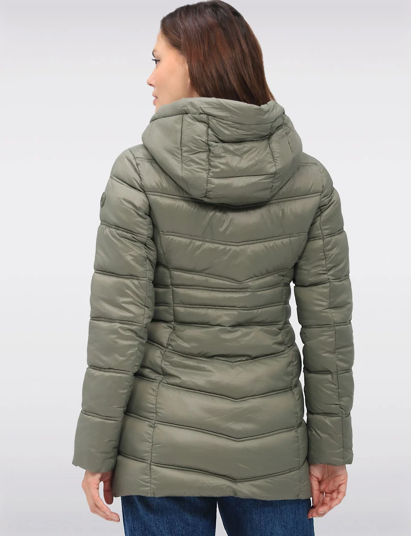 Vegan Lightweight Puffer Jacket with Pillow Hood and Zip Pockets by Point Zero