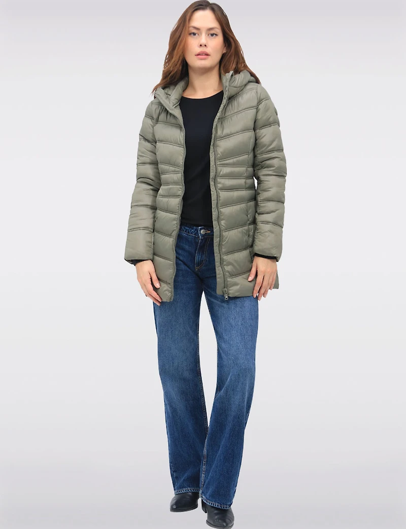 Vegan Lightweight Puffer Jacket with Pillow Hood and Zip Pockets by Point Zero