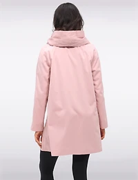 Loose Fit Reversible Pink & Grey Pleated Hood Button Front Raincoat by UBU
